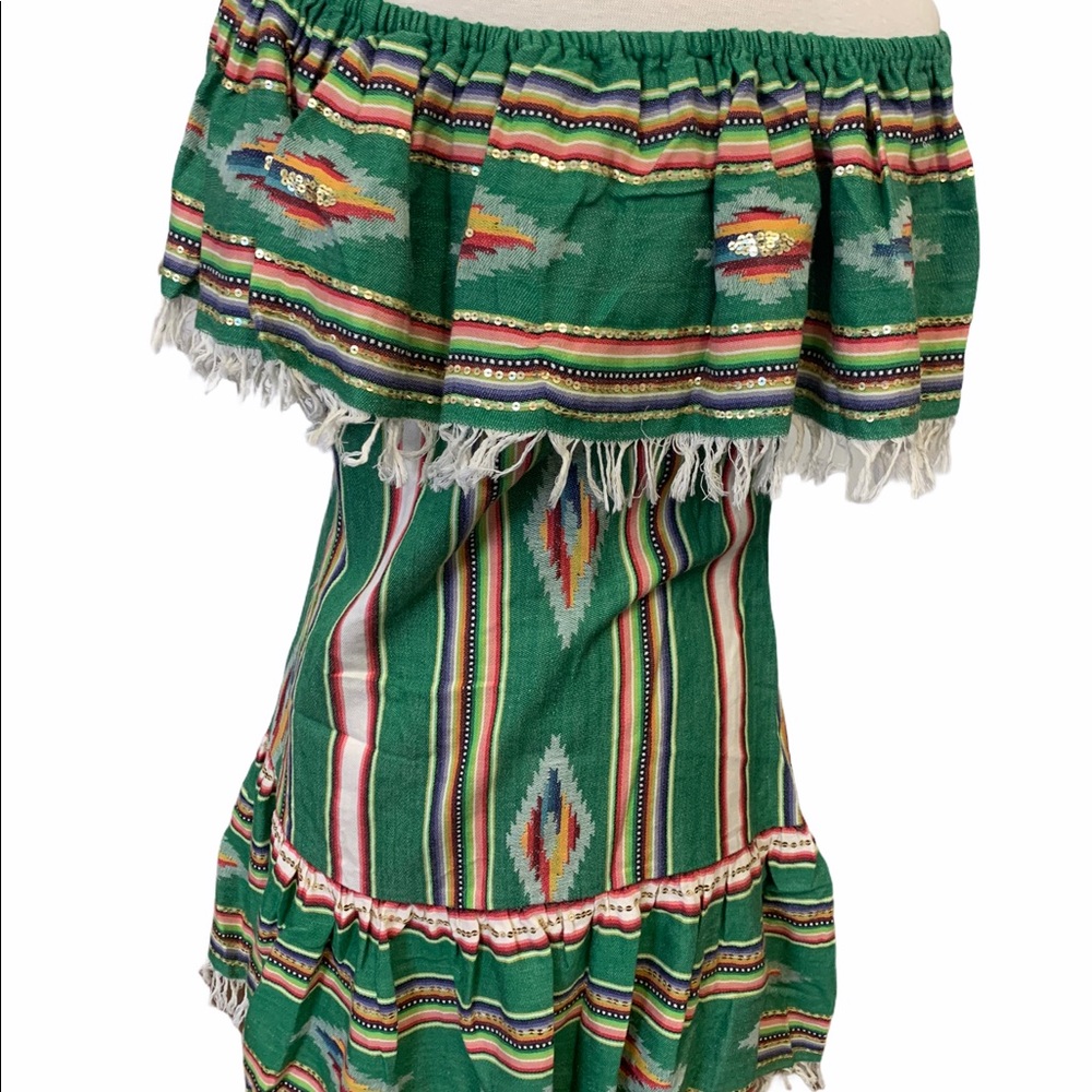 NWT Miss June Malibu green Aztec boho dress